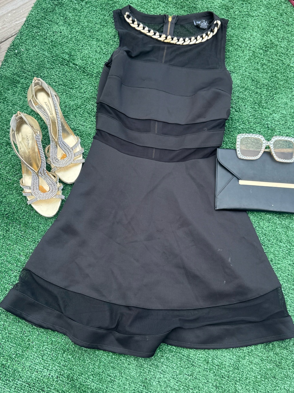 rue21 Black Dress with Gold Chain Neckline